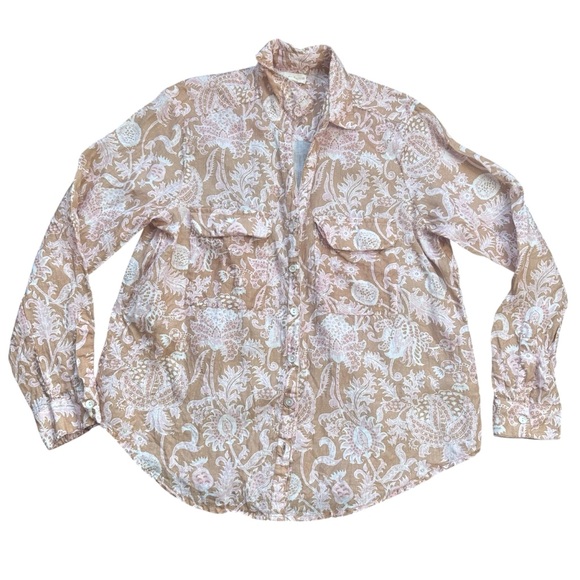 ROLLER RABBIT Amanda Print Tan & Pink Floral Linen 2 Piece Loungewear EUC $148 L - Picture 14 of 14